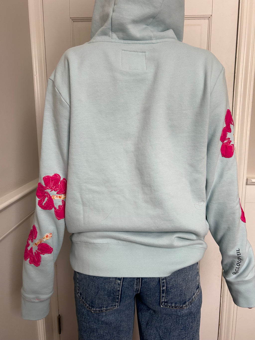 Surfboard and Hibiscus Flower Hoodie