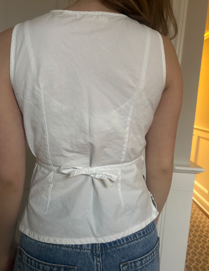 Girl Design on White Tie Back Tank