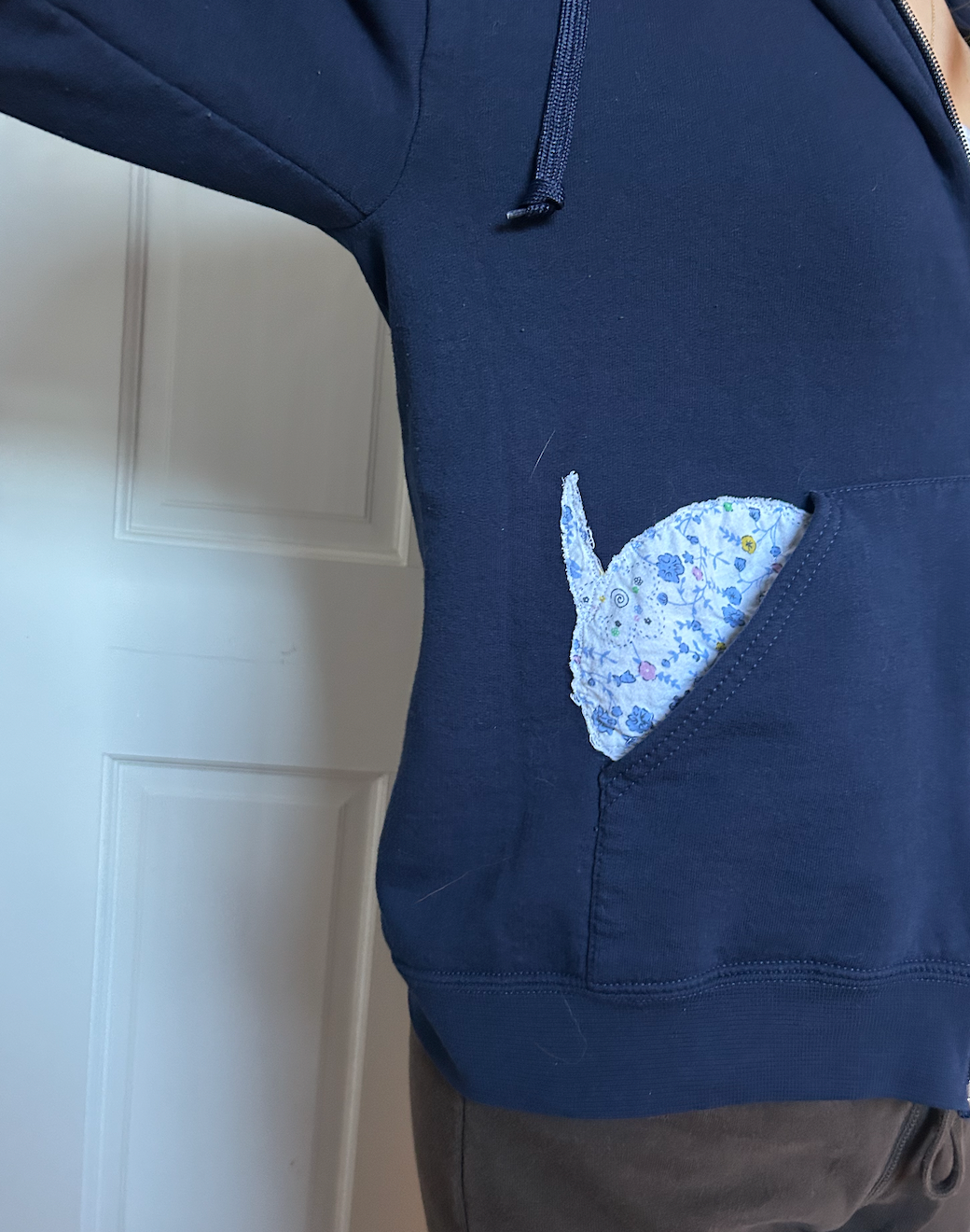 Dog Zip Up Navy Hoodie