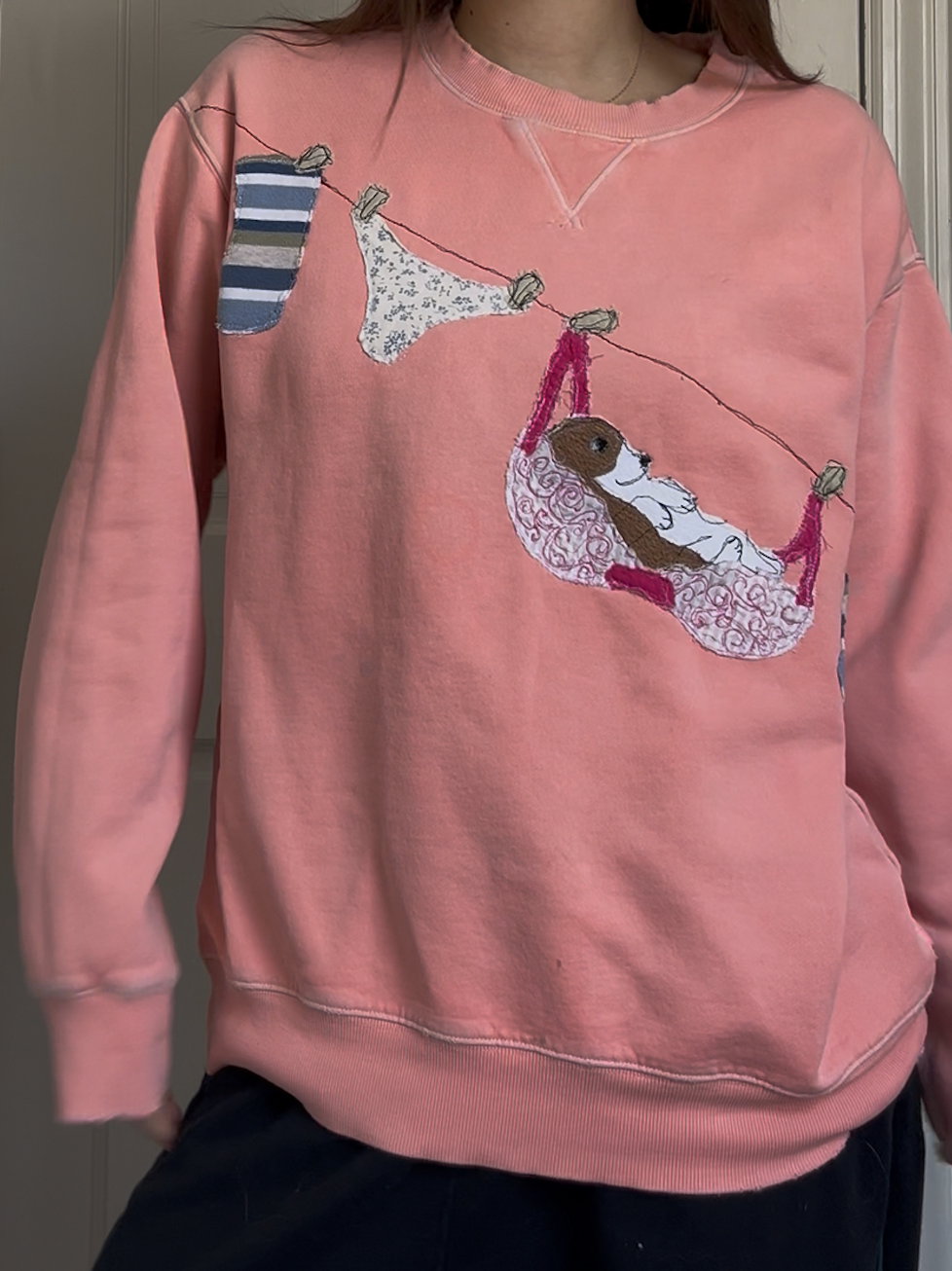Clothes Line Crewneck - Pink