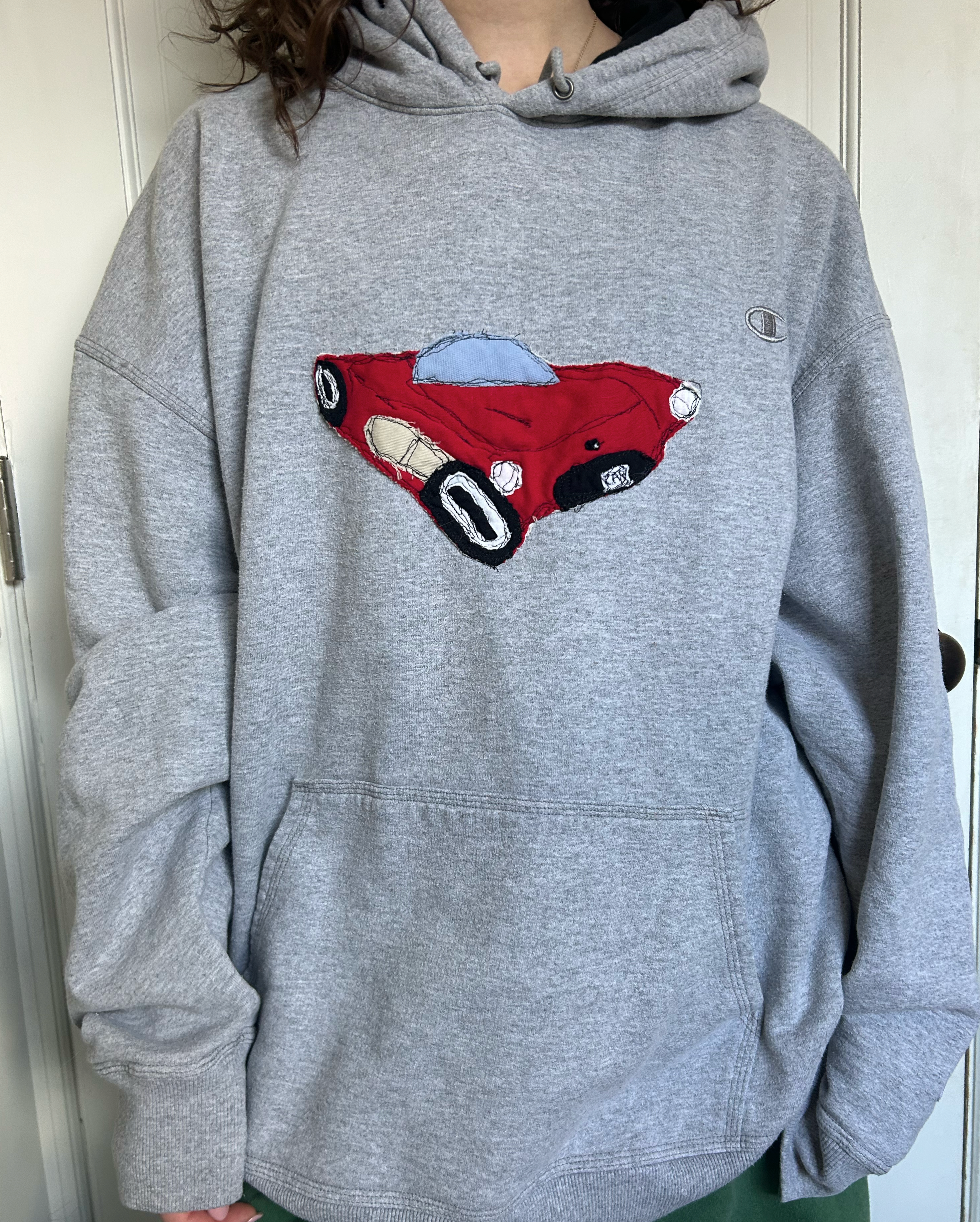 Race Car Grey Hoodie