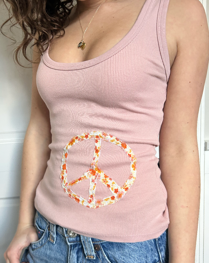 Peace Sign Pink Tank Top