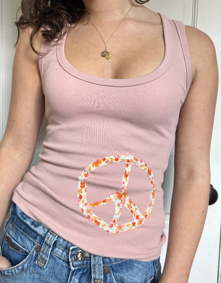 Peace Sign Pink Tank Top