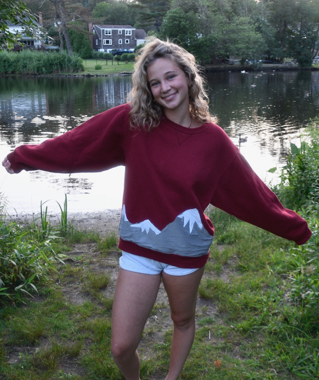 Mountain patchwork crewneck